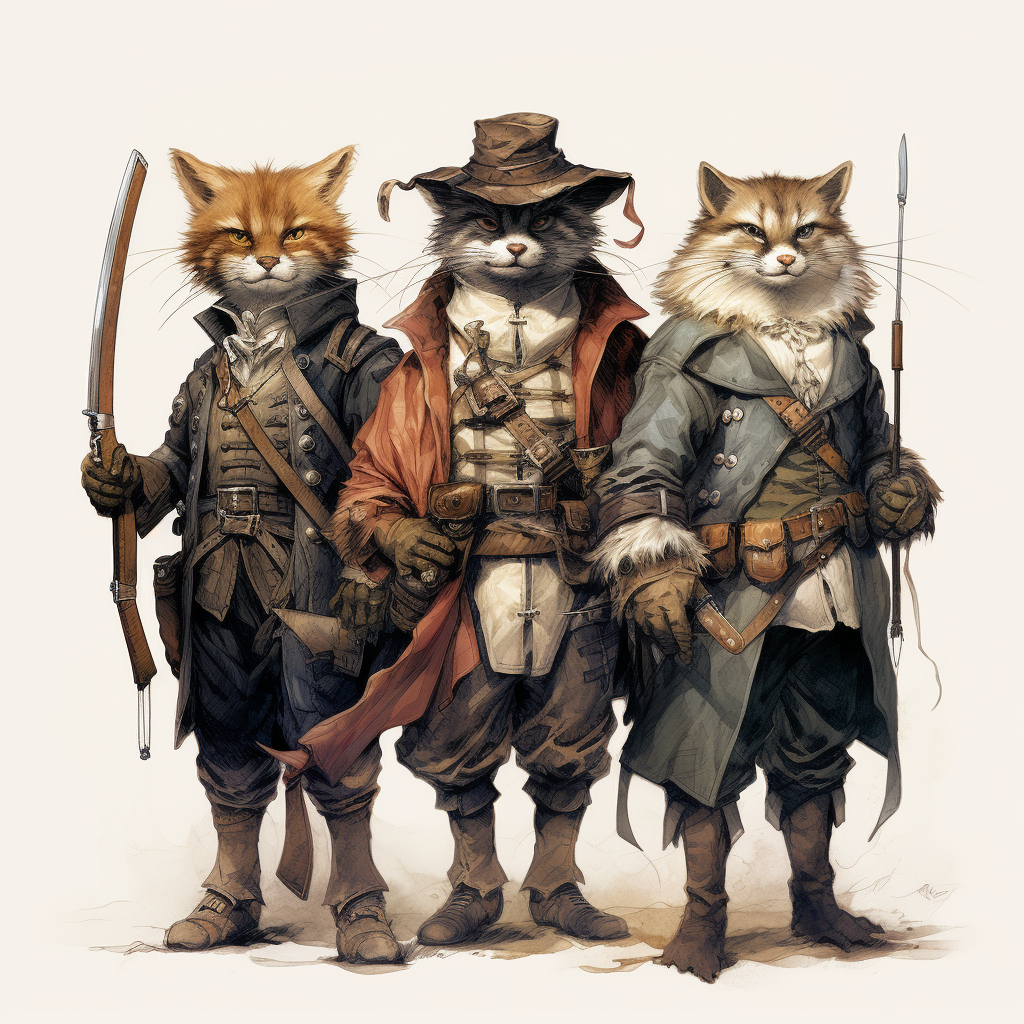 Four Musketeers Cat Bear Fox Wolf