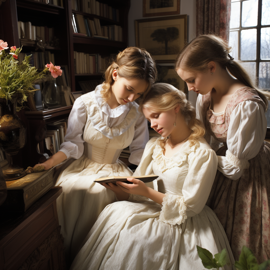 Sisters bonding in 1800s England