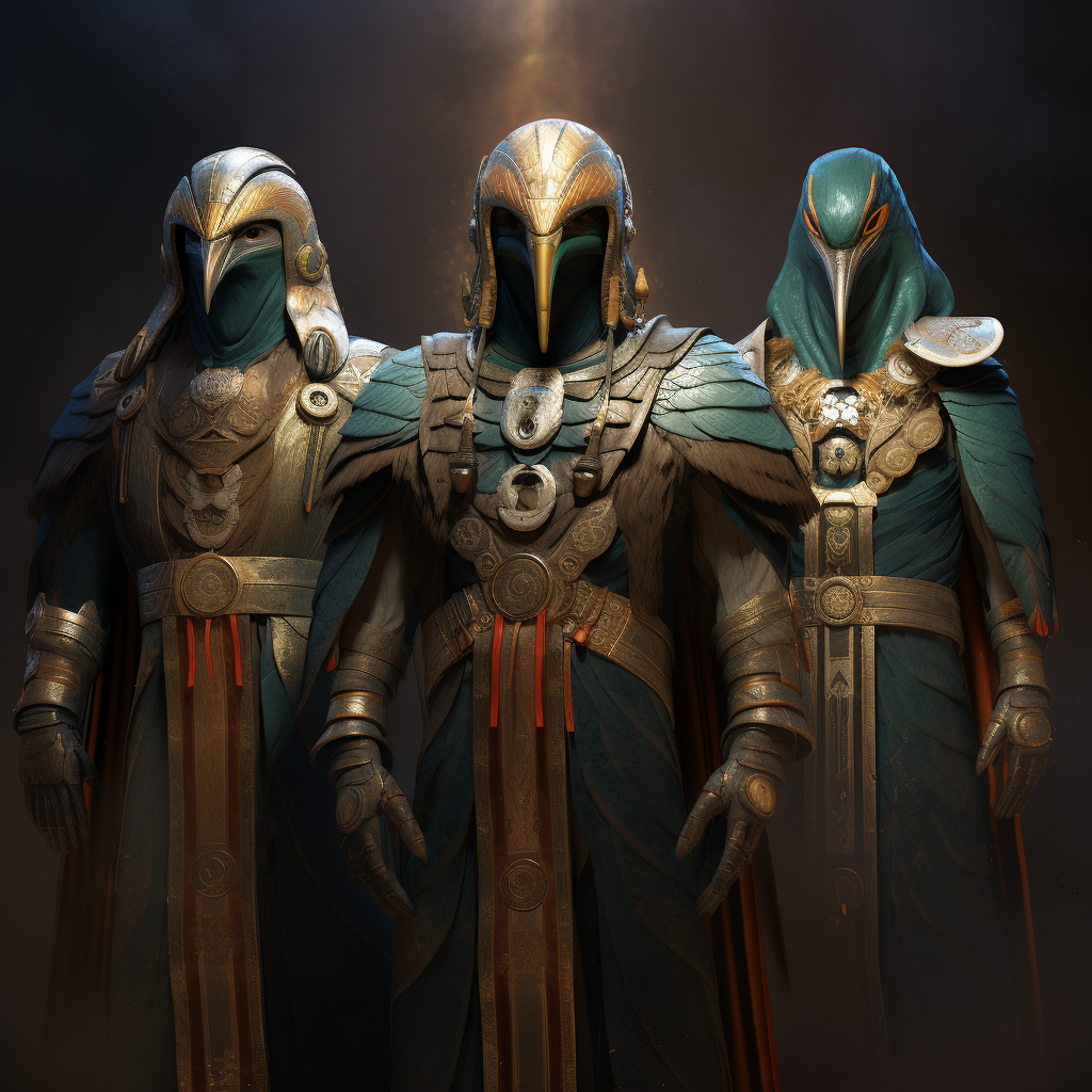 Egyptian mythology artwork of the Four Sons of Horus