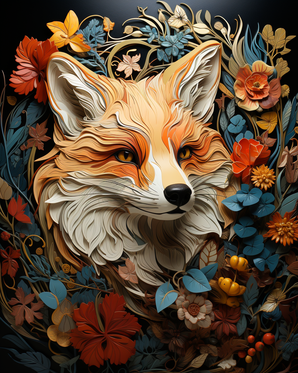 Vibrant Fox and Vine Artwork