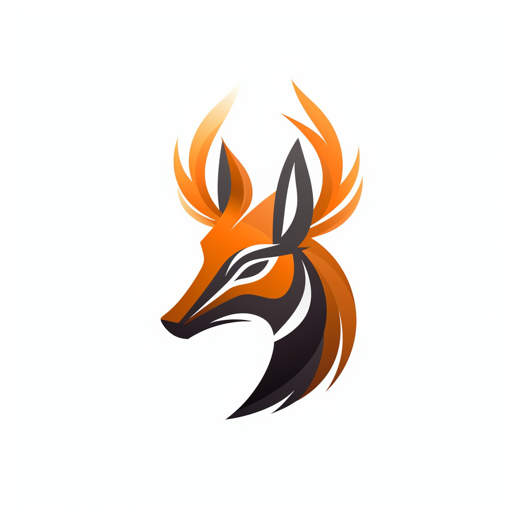 Vector graphic logo of fox head with deer antlers