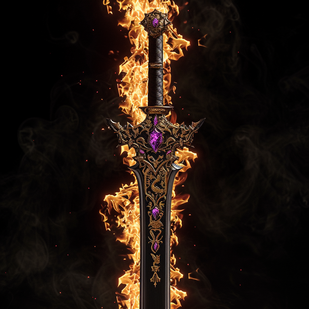 Fox themed sword with black and gold engravings