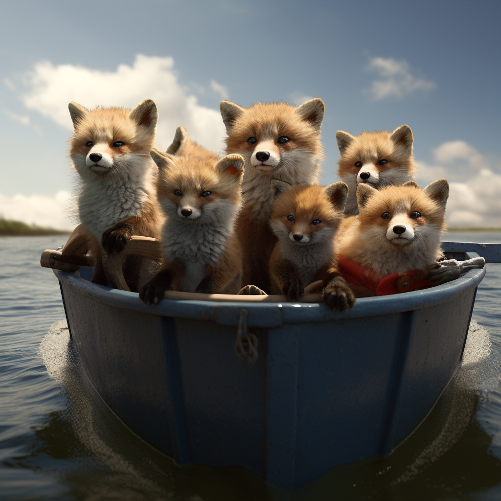 Cute Foxes on a Boat