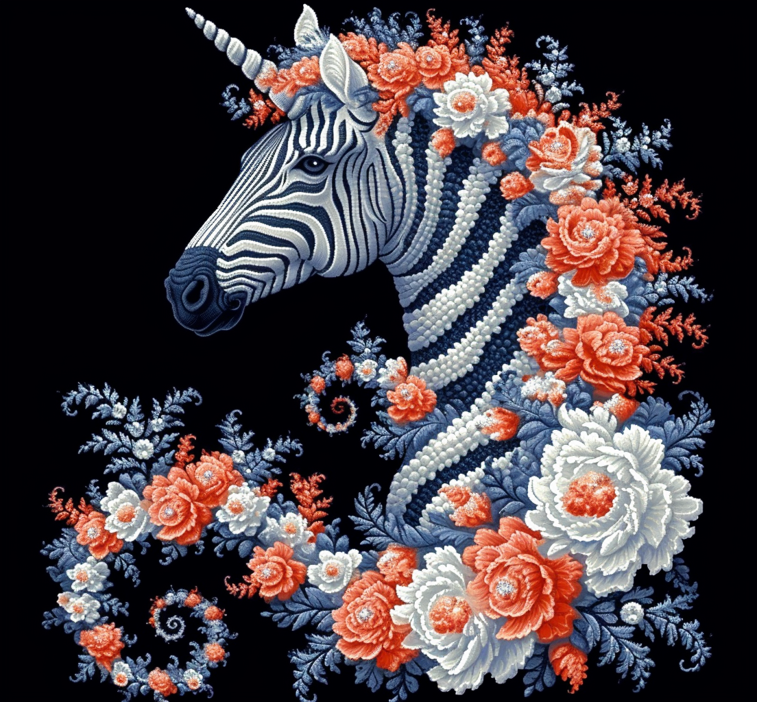 Fractal Zebra Pattern with Tattoos