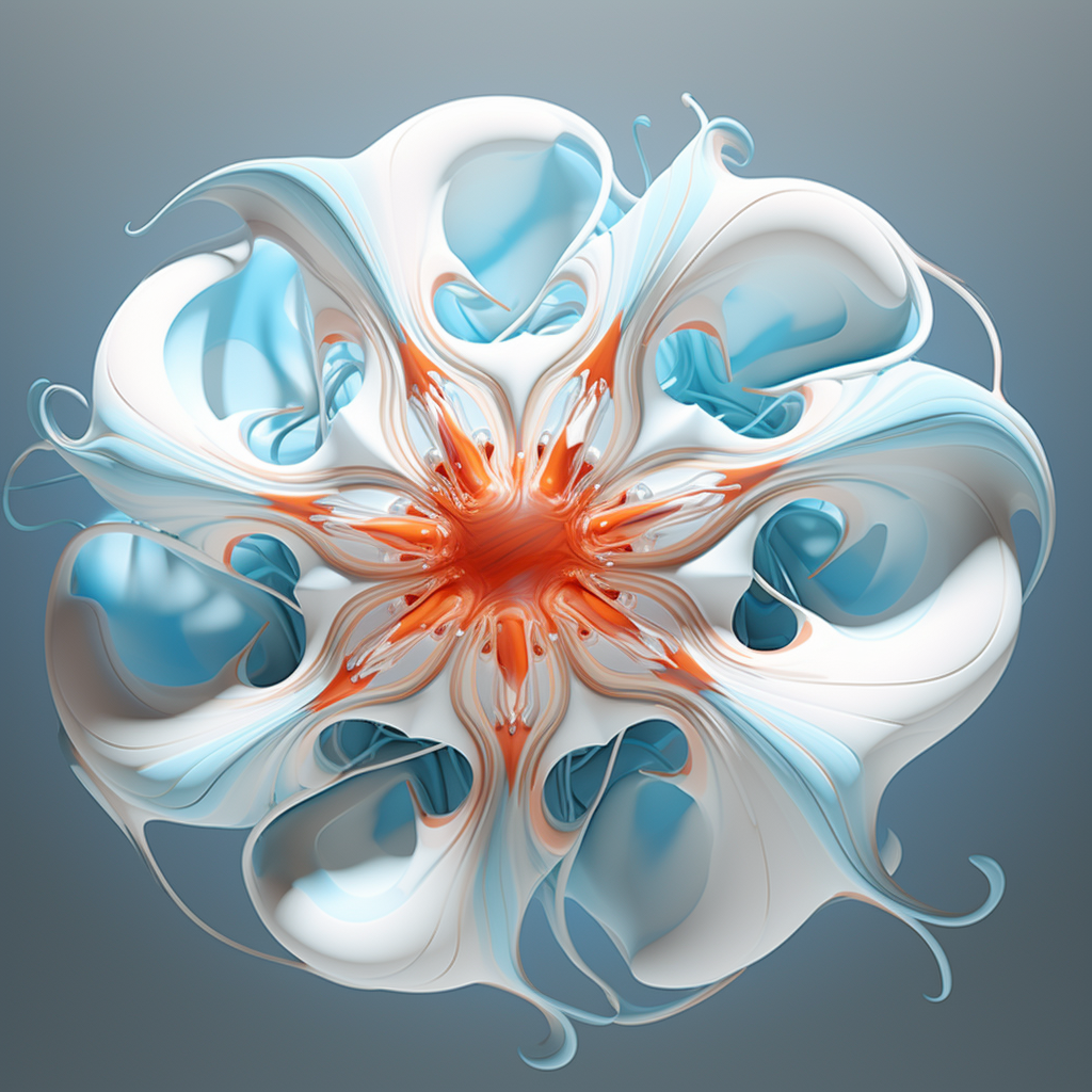 Colorful fractal blob on light blue background