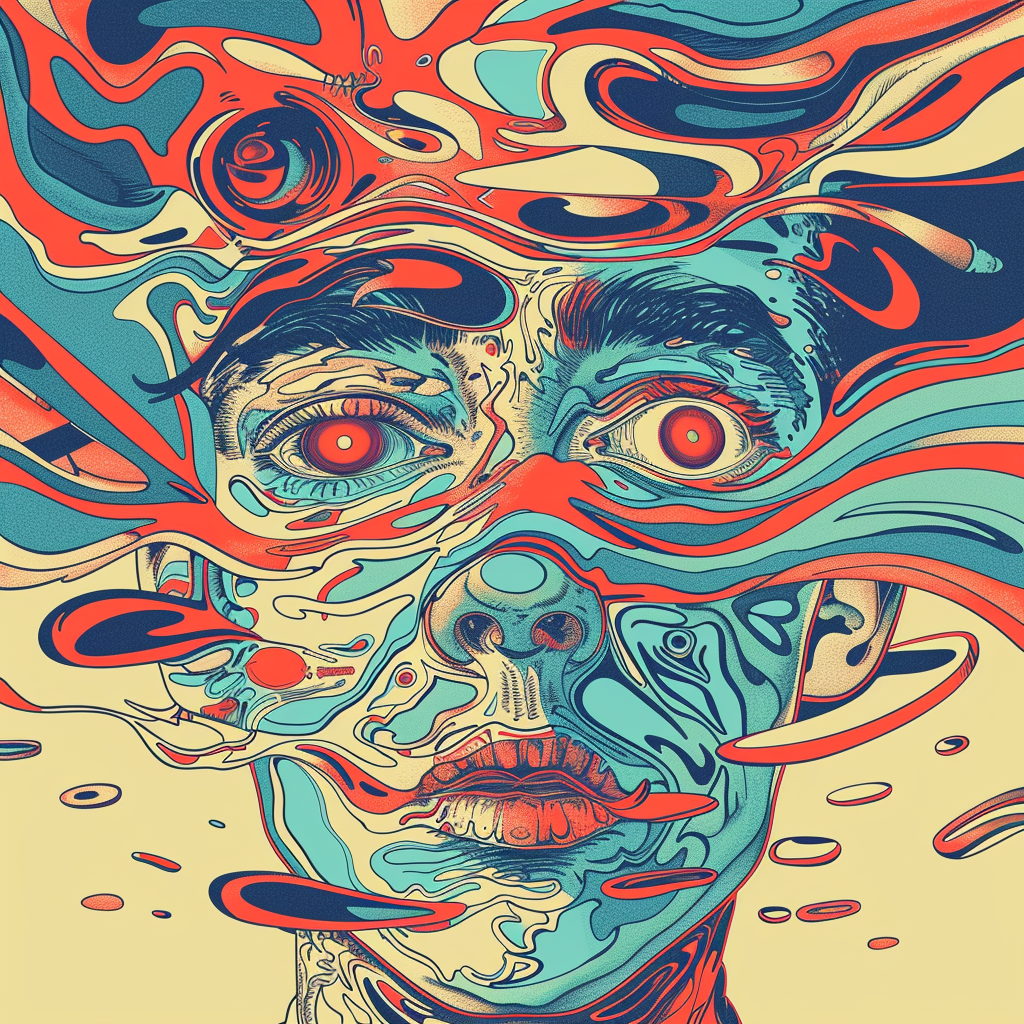 Trippy fractured memories illustration art