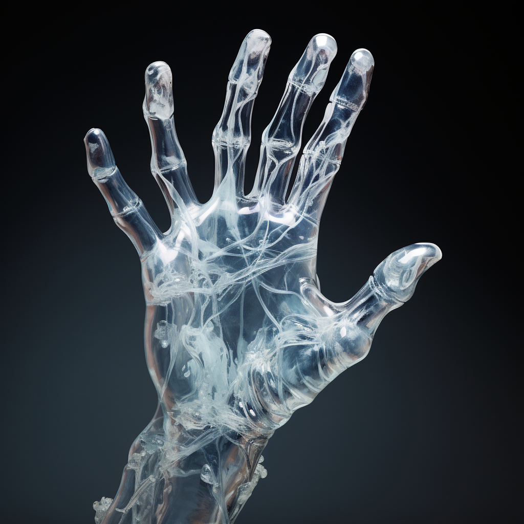 Beautiful fragile ice human hand artwork