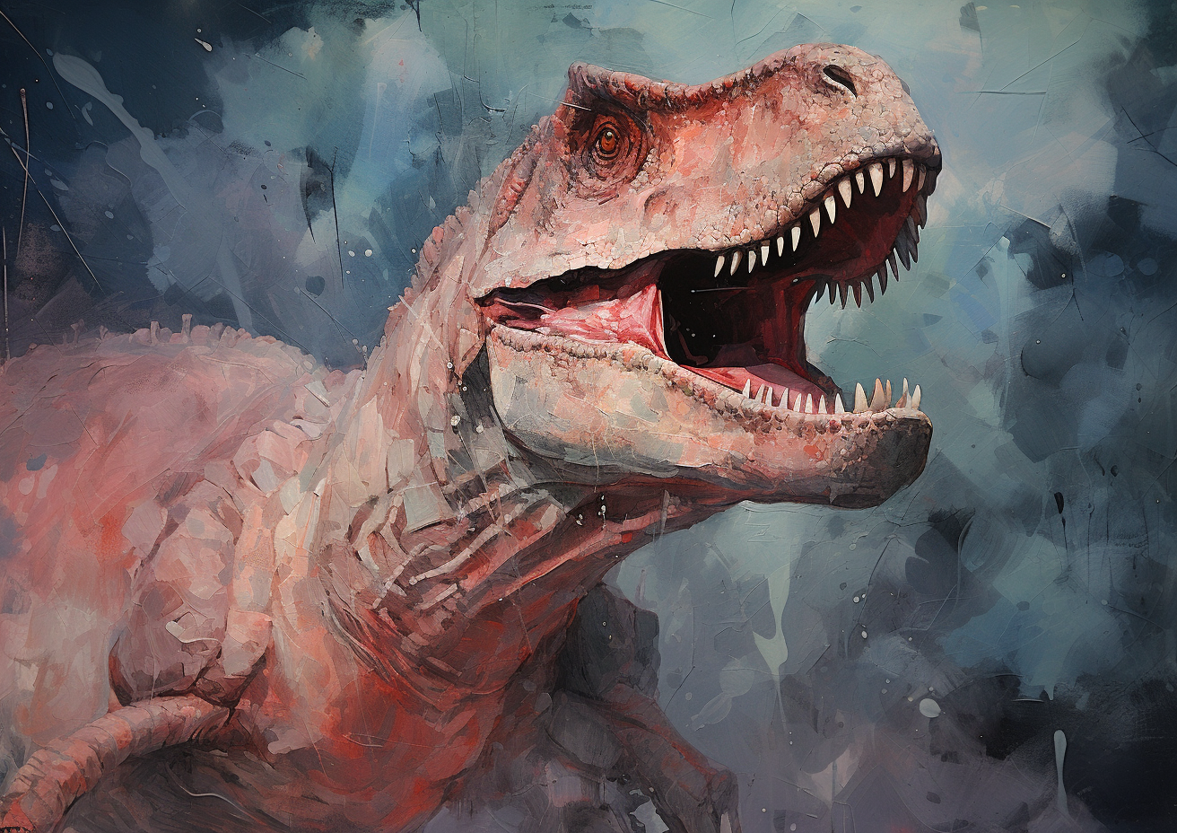 Illustration of a Fragmented Dinosaur T-Rex