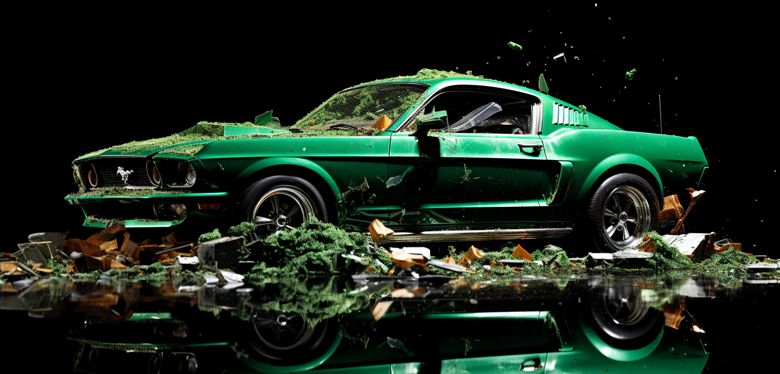 Green Ford Mustang Profile Art