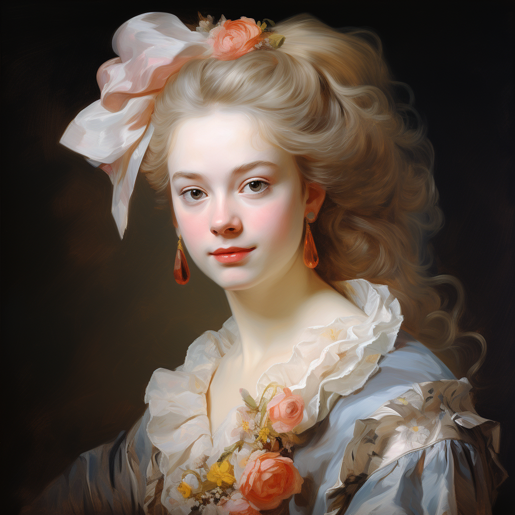 Front view portrait of a pretty girl by Fragonard