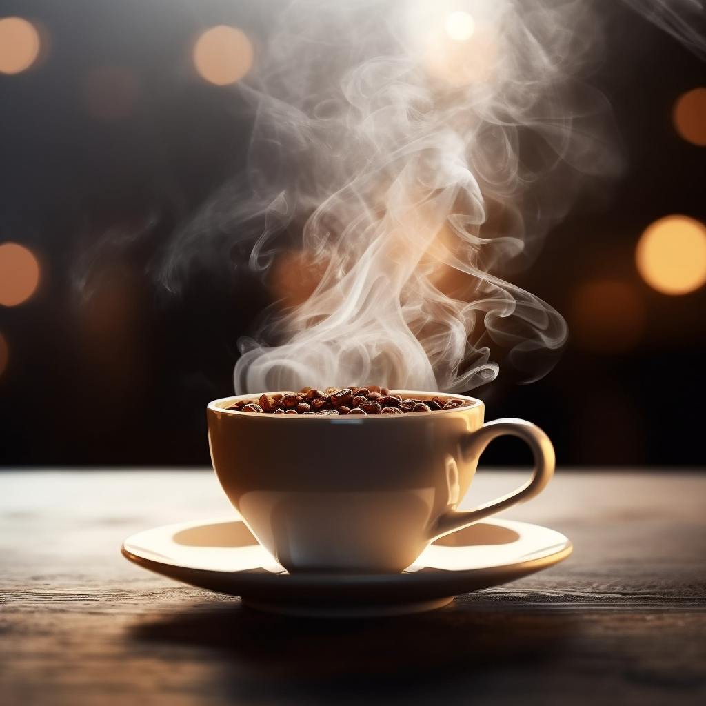 Aromatic coffee cup with smoke