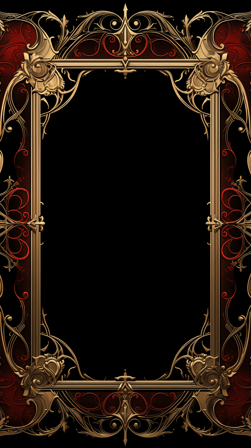 Gothic vampire frame border on black background