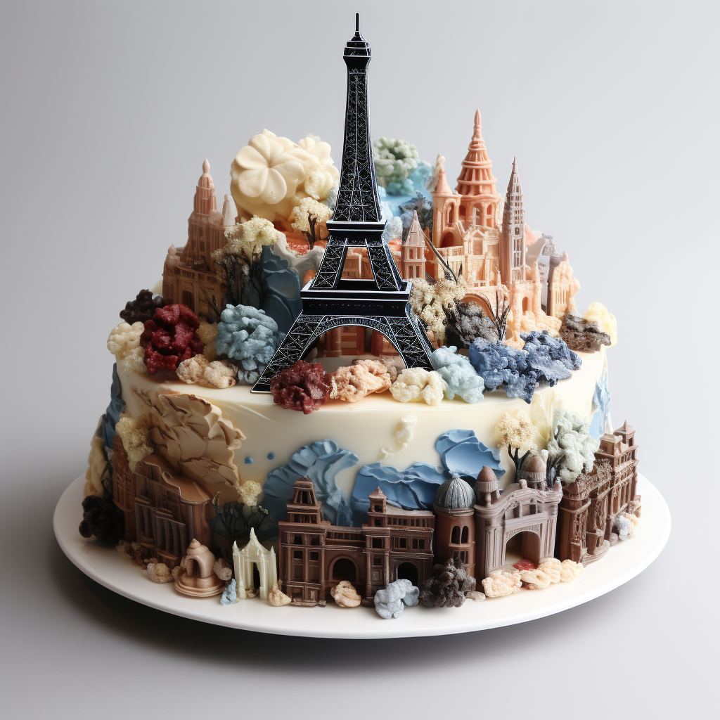 Realistic image of delicious French cakes