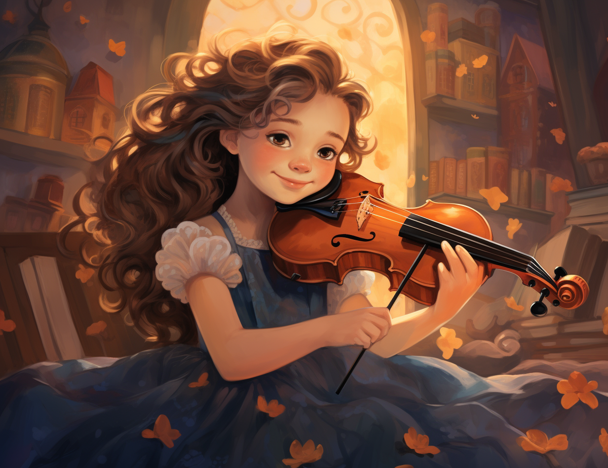 Girl playing with joy and imagination