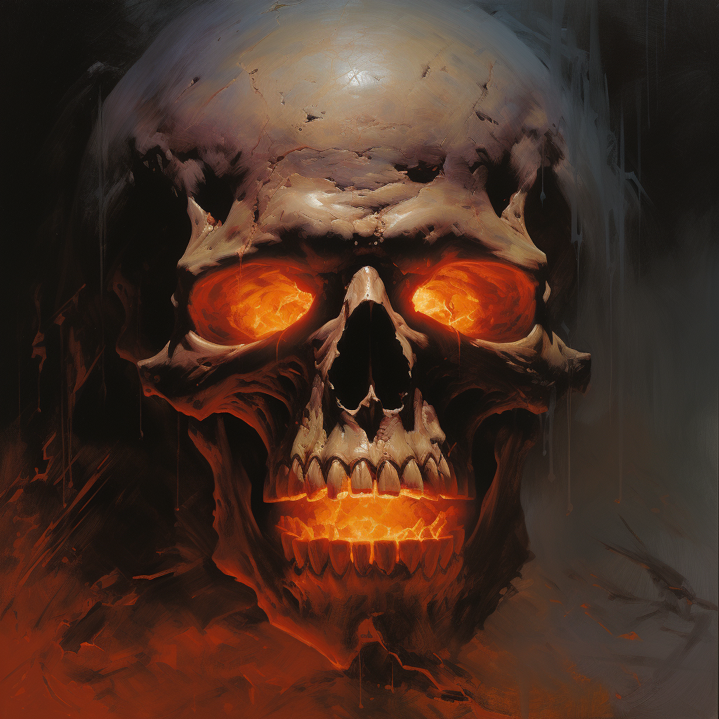 Dark fantasy oil painting skull artwork