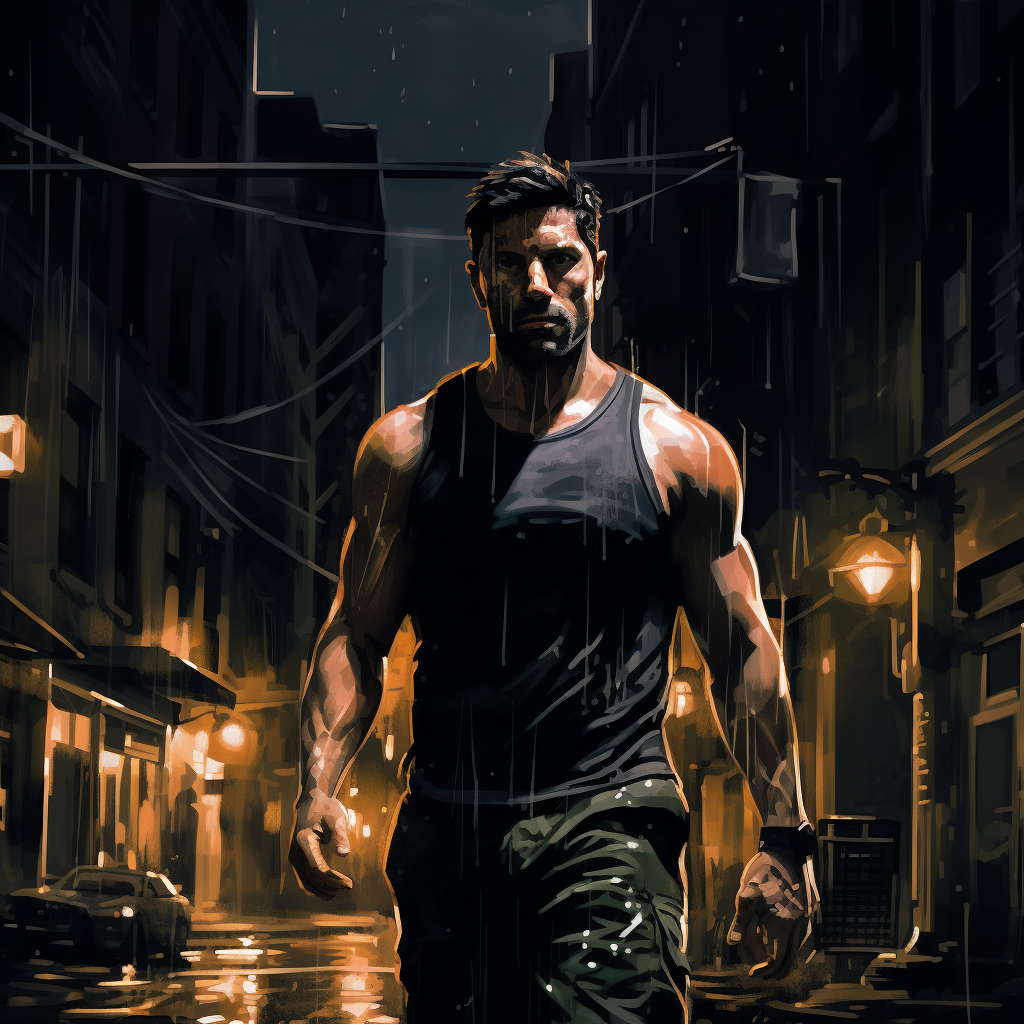 Frank Castle jogging at night