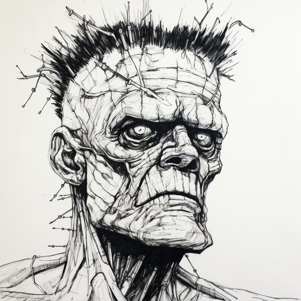 Continuous Line Drawing of Frankenstein Monster