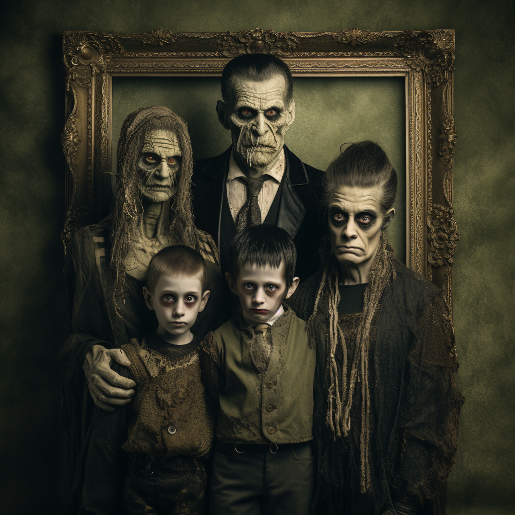 Frankenstein family portrait in frame