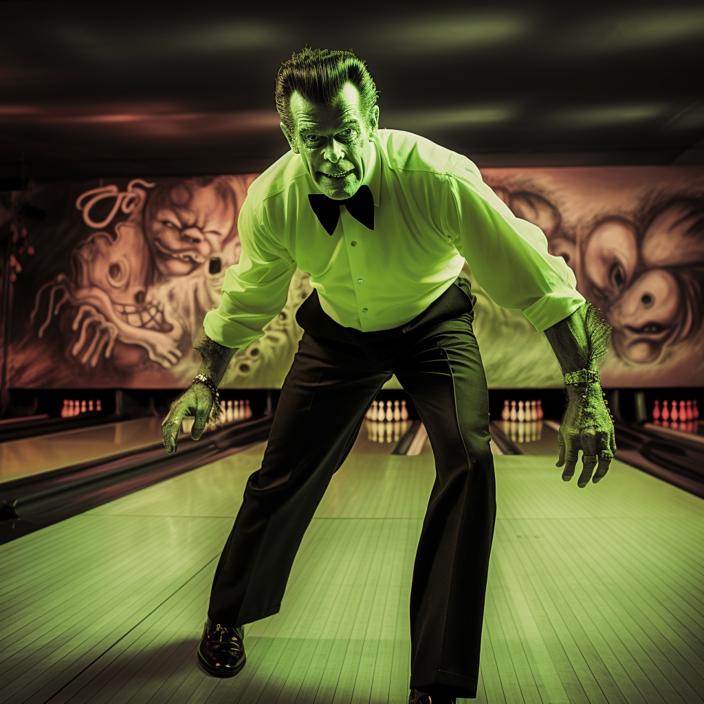 Frankenstein Monster with Pompadour and Sideburns Bowling