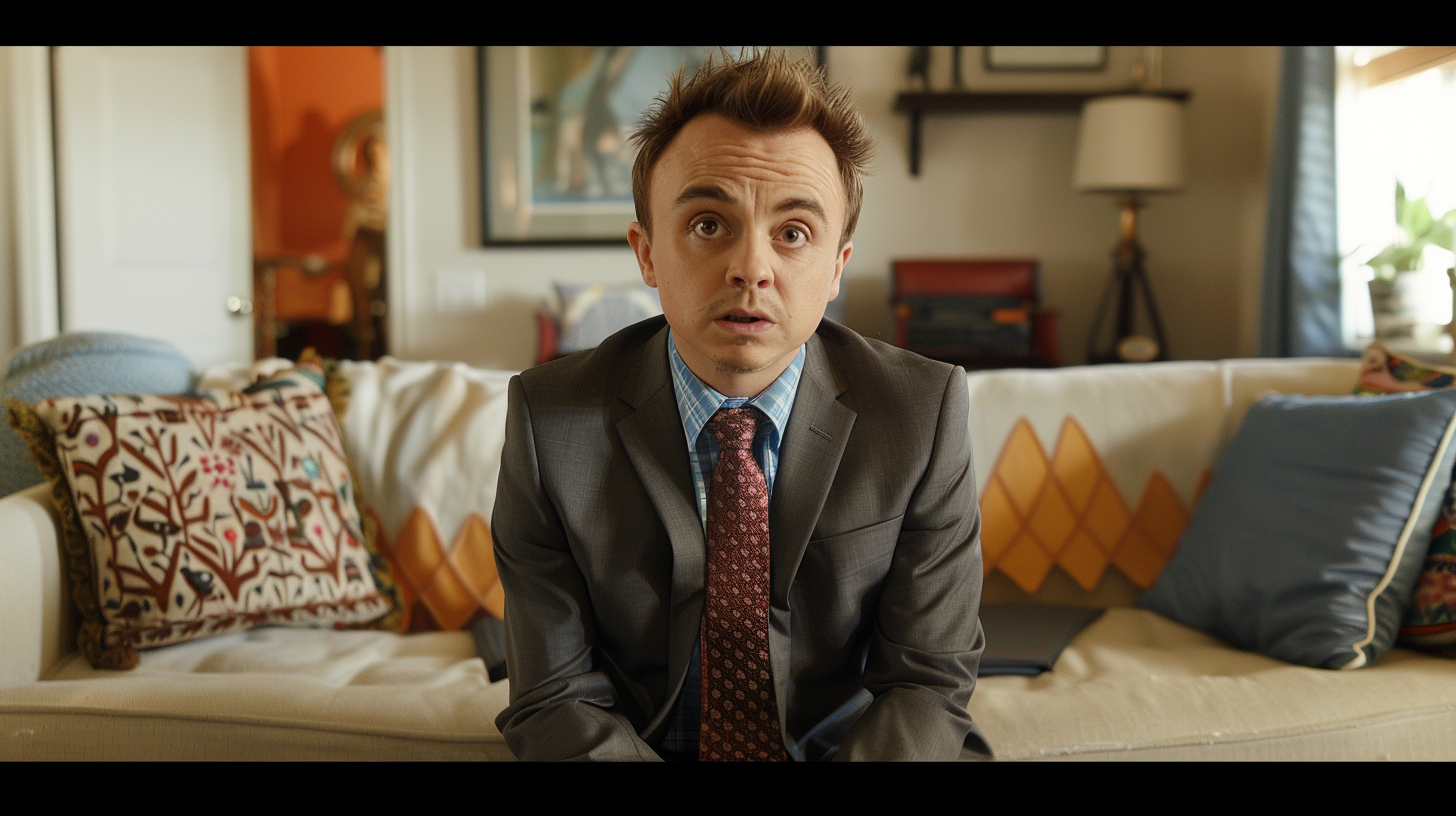 Frankie Muniz small suit sitting