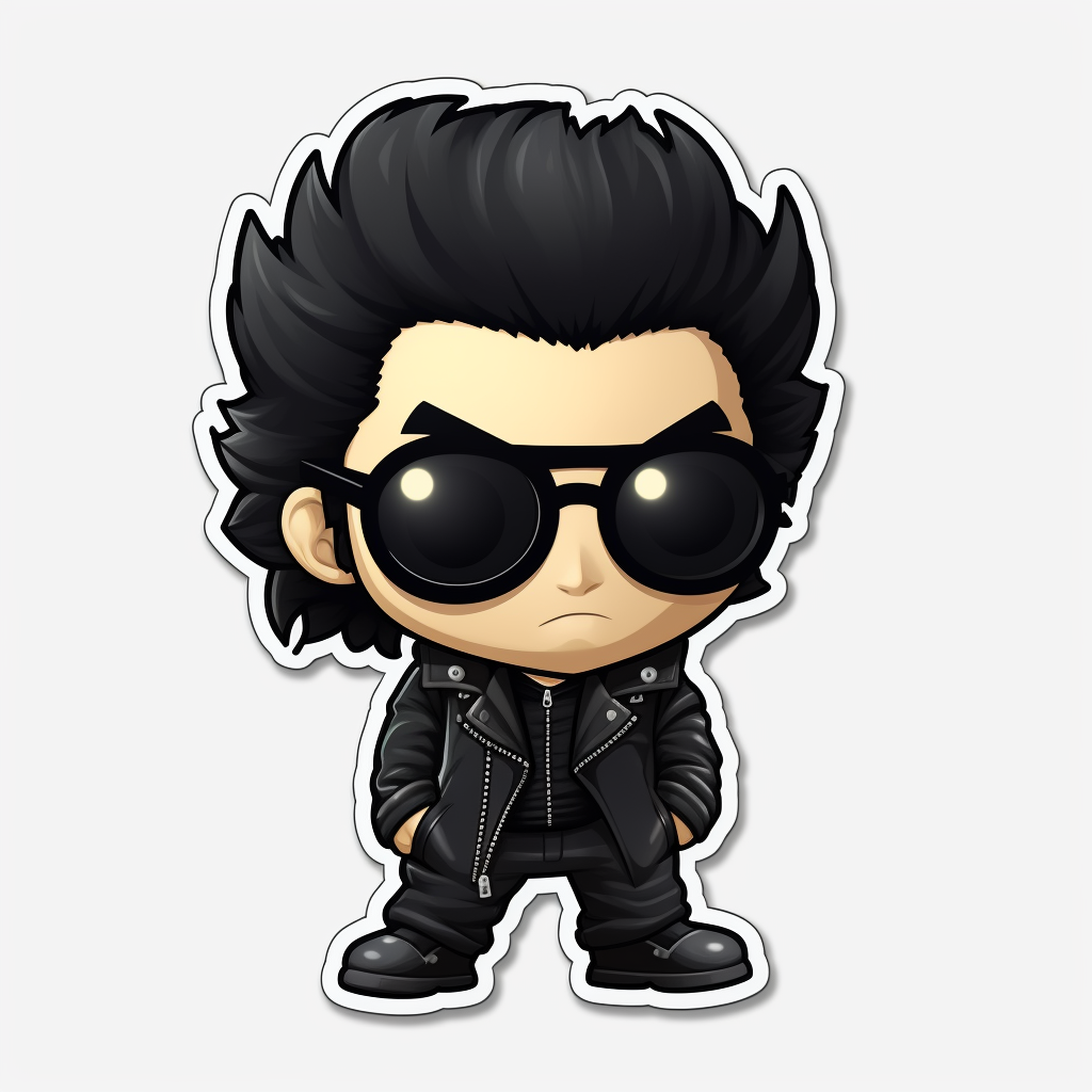 Frankstein wearing sunglasses - goth kawaii clipart sticker