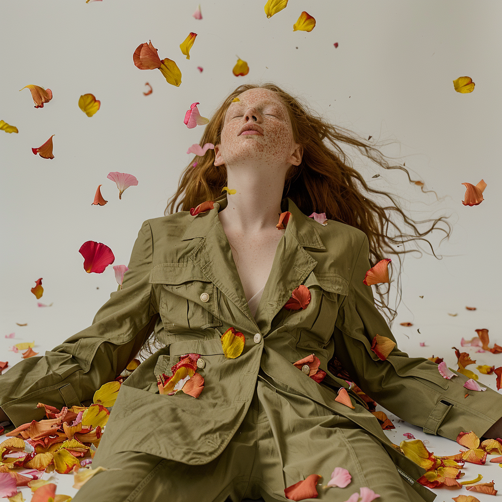 Woman in olive green pants surrounded by mudpies