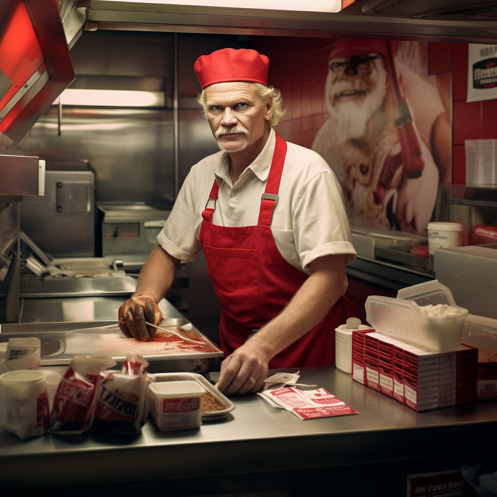 Freddie Kruger working at KFC