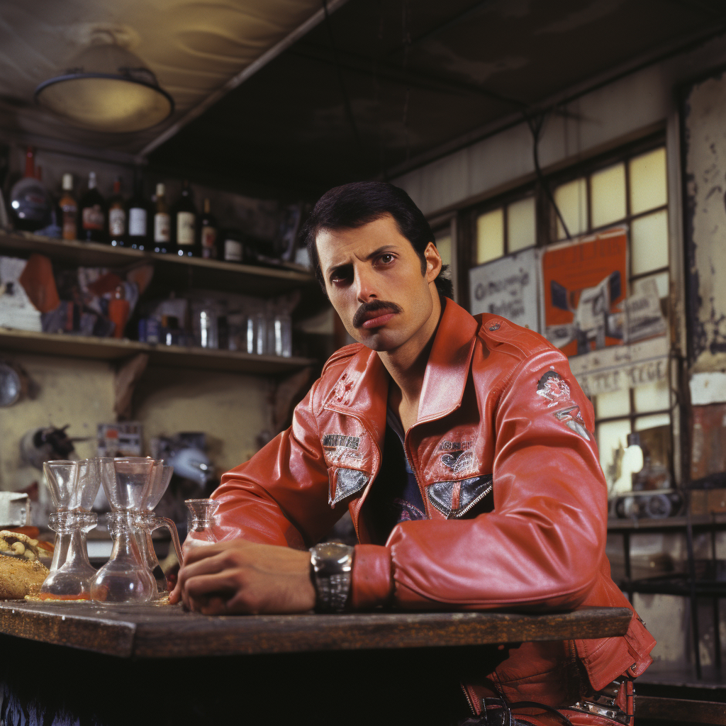 Freddie Mercury performing at the bar