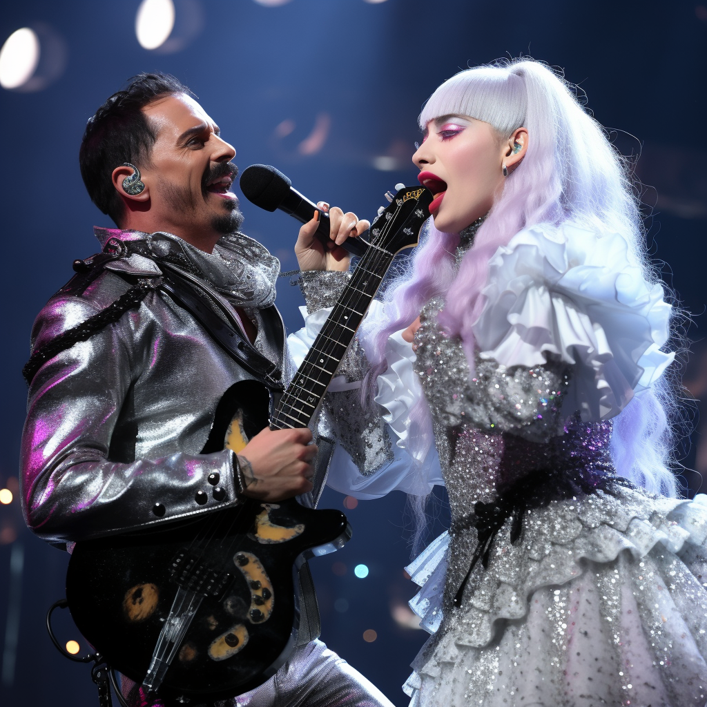 Freddy Mercury and Billie Eilish rocking the stage