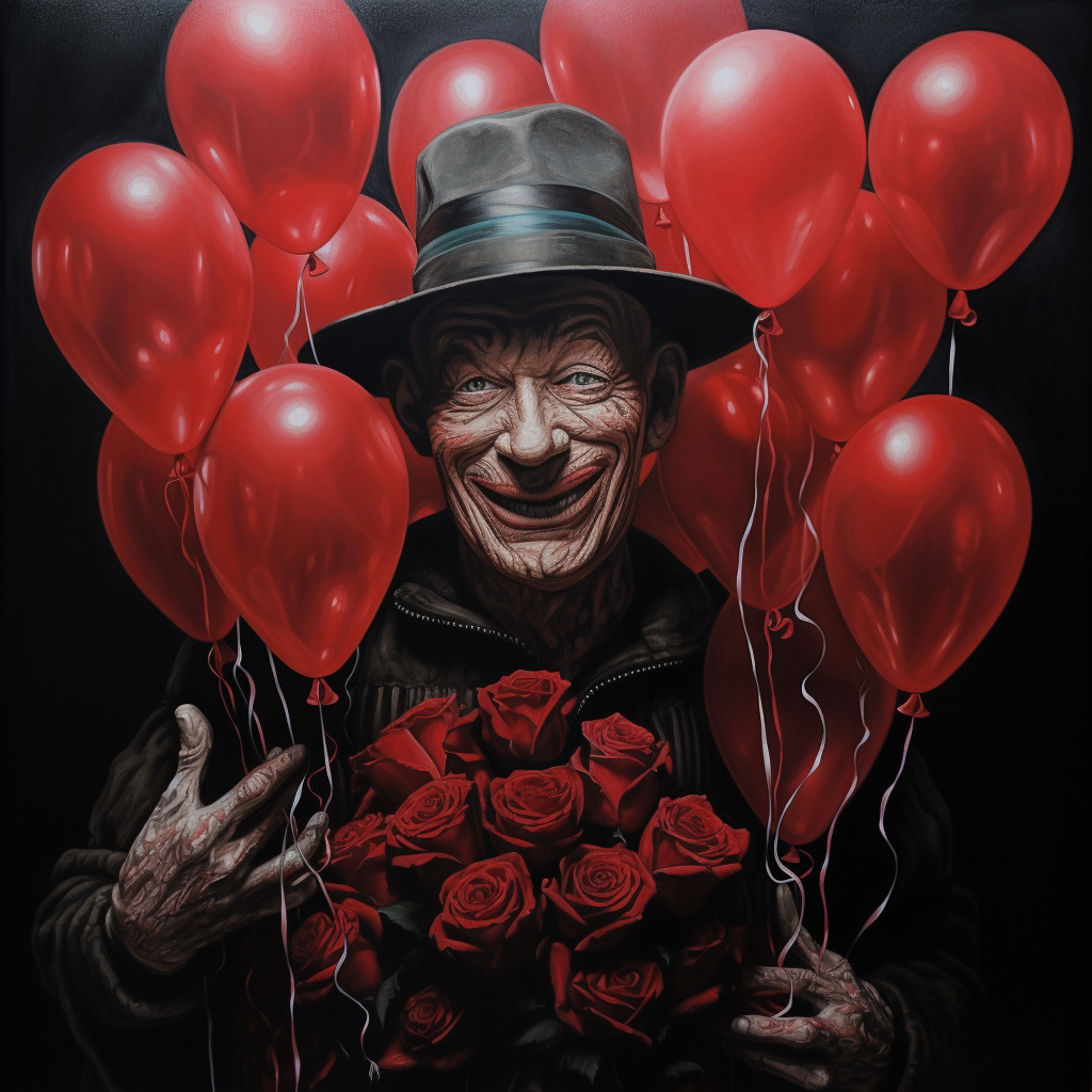 Freddy Krueger with red balloons artwork