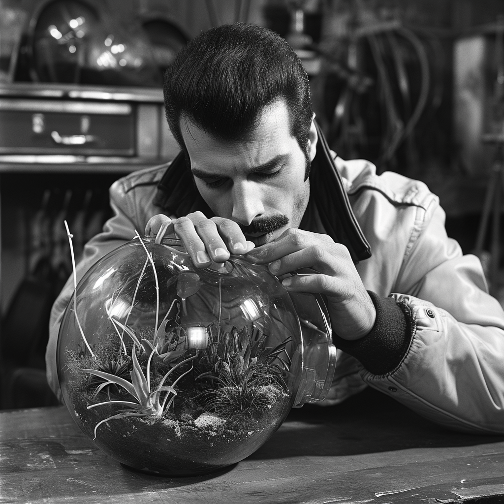 Freddy Mercury Concentrating on Terrarium