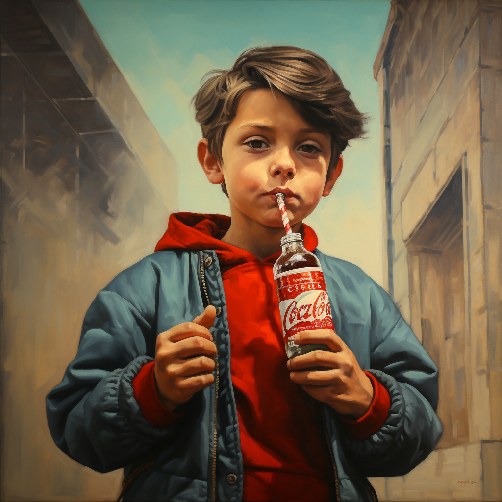 Free boy with cigarette holding coke