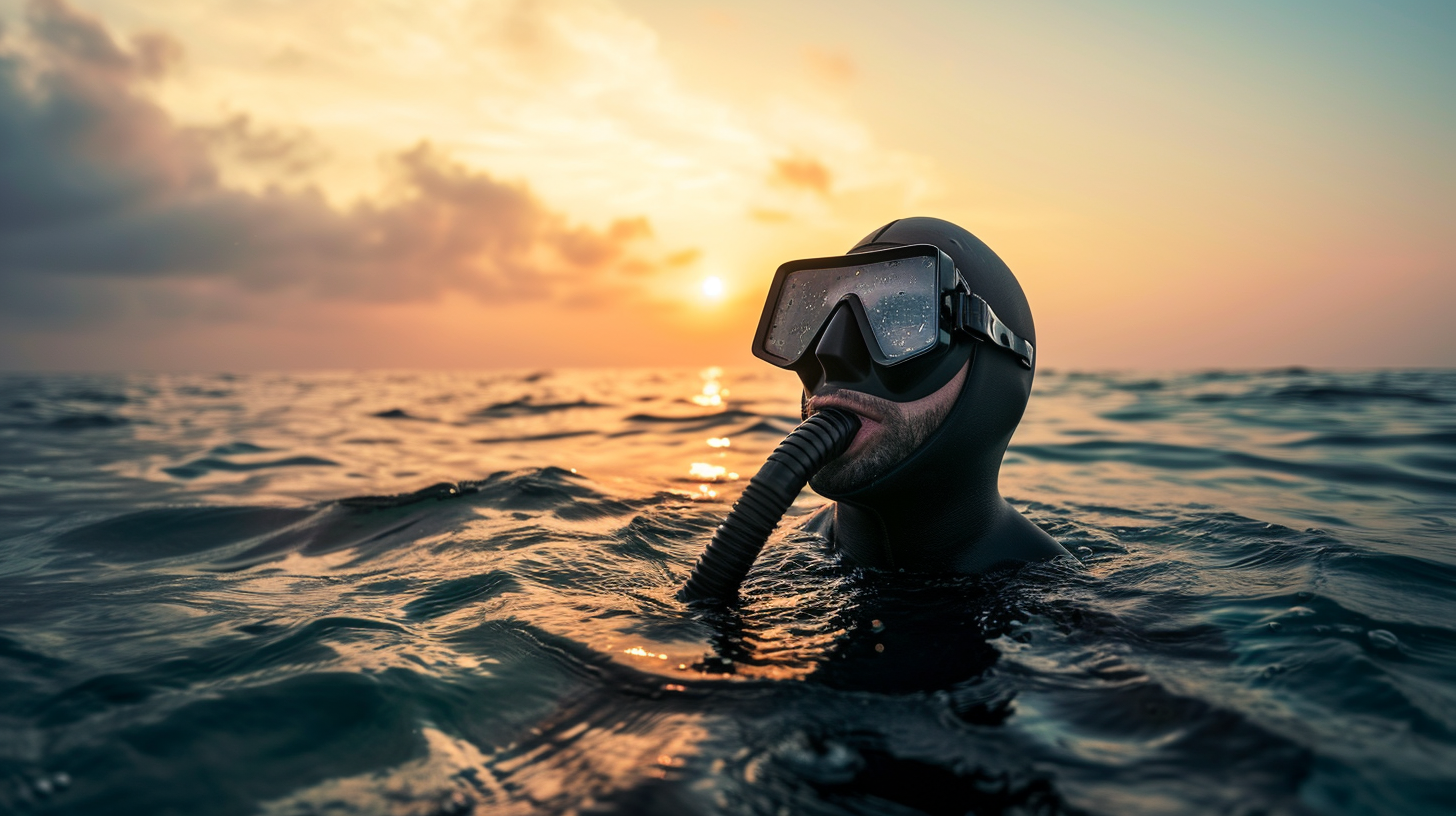 Free Diver at Water Surface