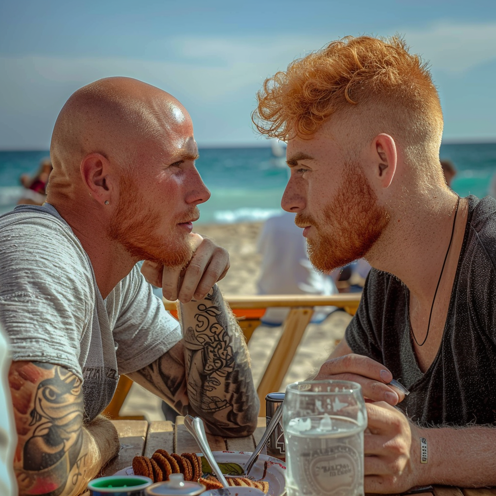 Two Gay Men Discussing Lunch