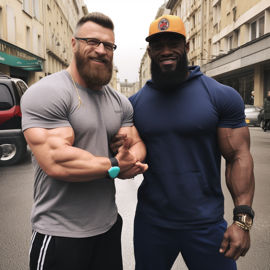 French bodybuilder with glasses and white beard