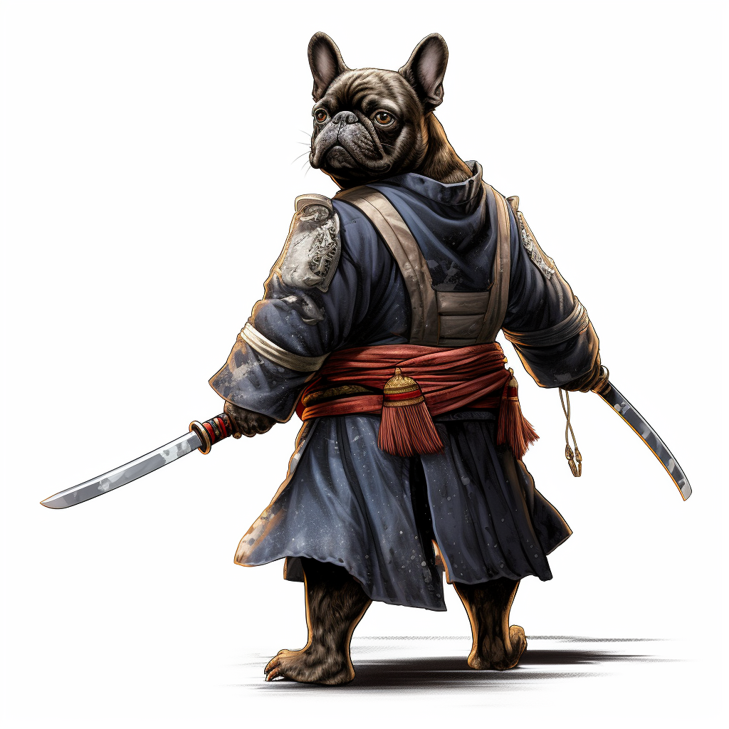 French Bulldog Samurai with Sword