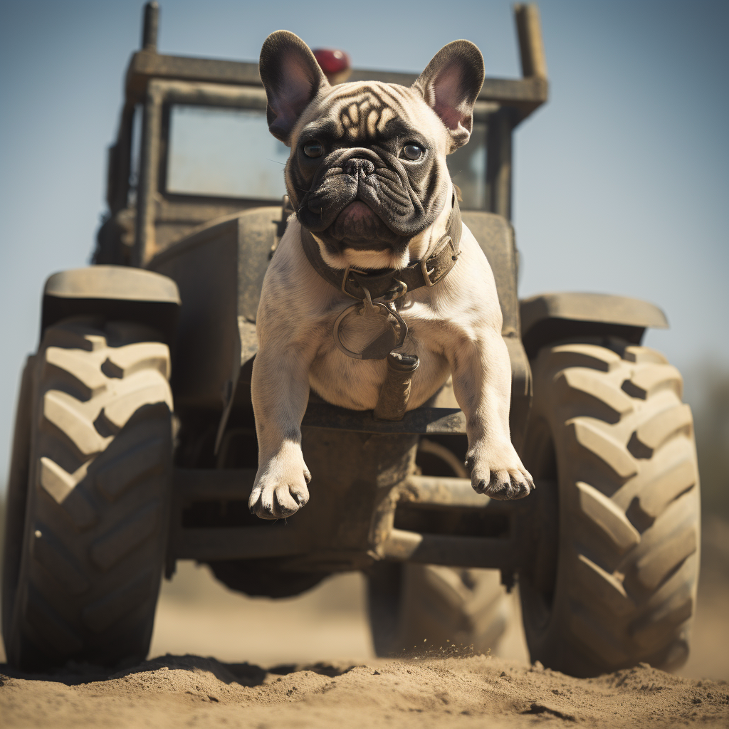 French Bulldog performing truck pull