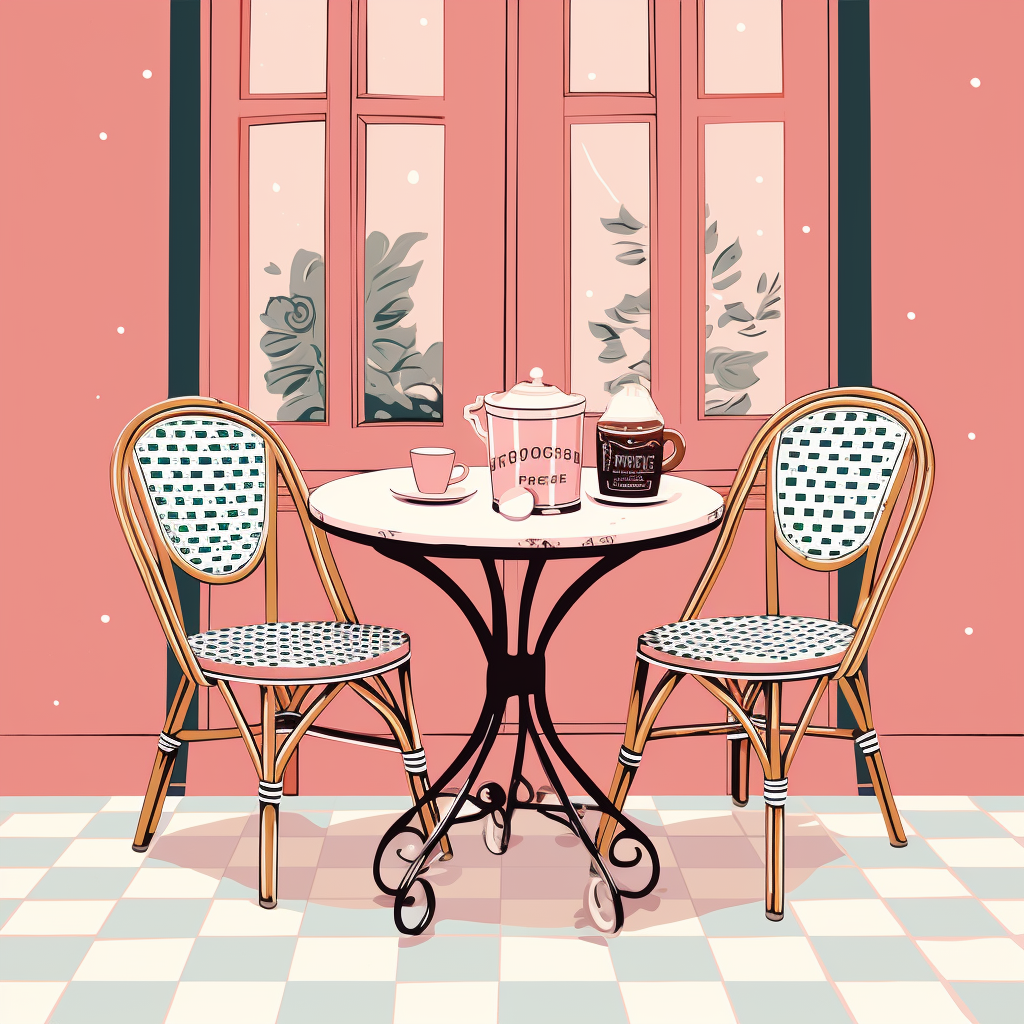 Cute French Cafe Illustration