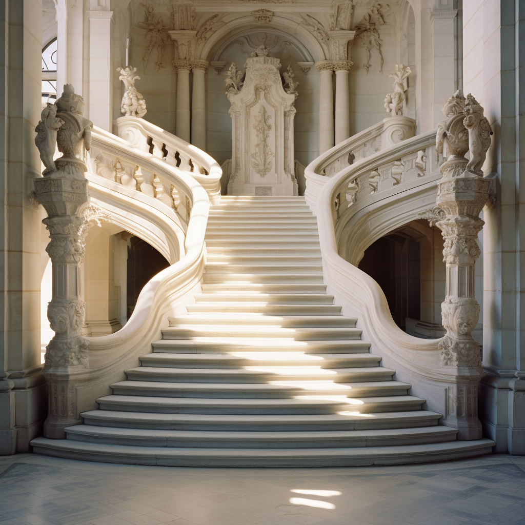 Hand-carved marble staircase in French castle