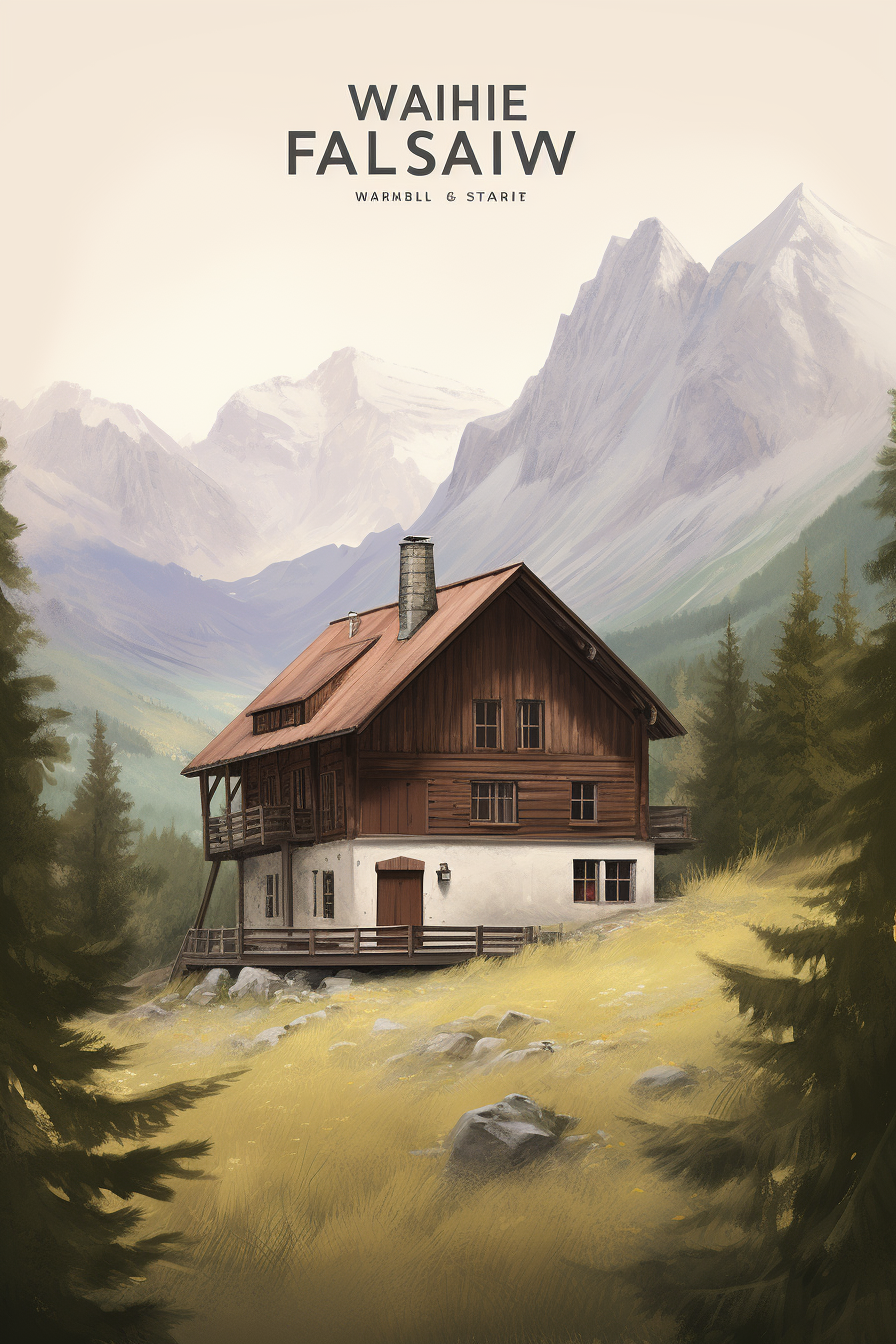 Minimalist and Realistic French Chalet Poster