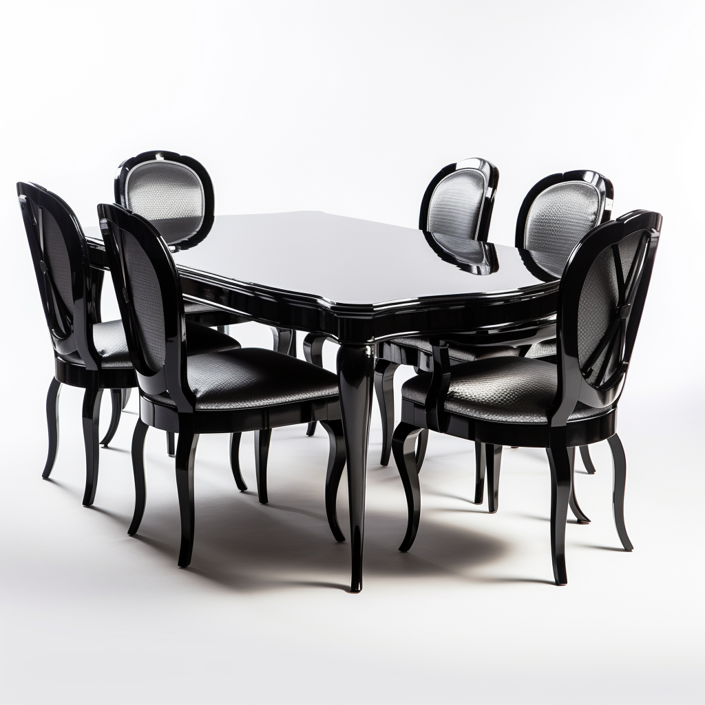 Black Ebony Wood French Dining Table