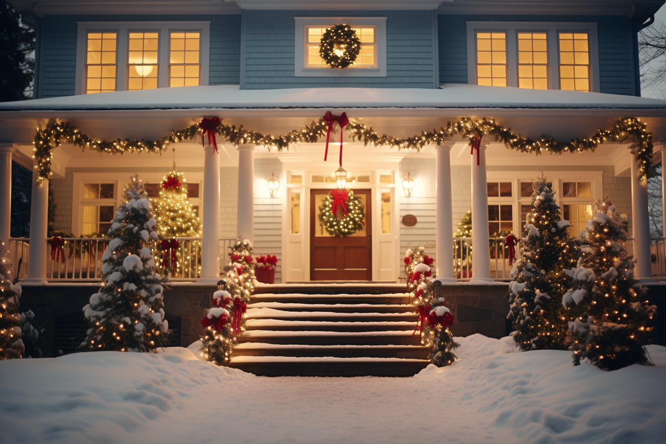 Beautiful French House at Christmas Night