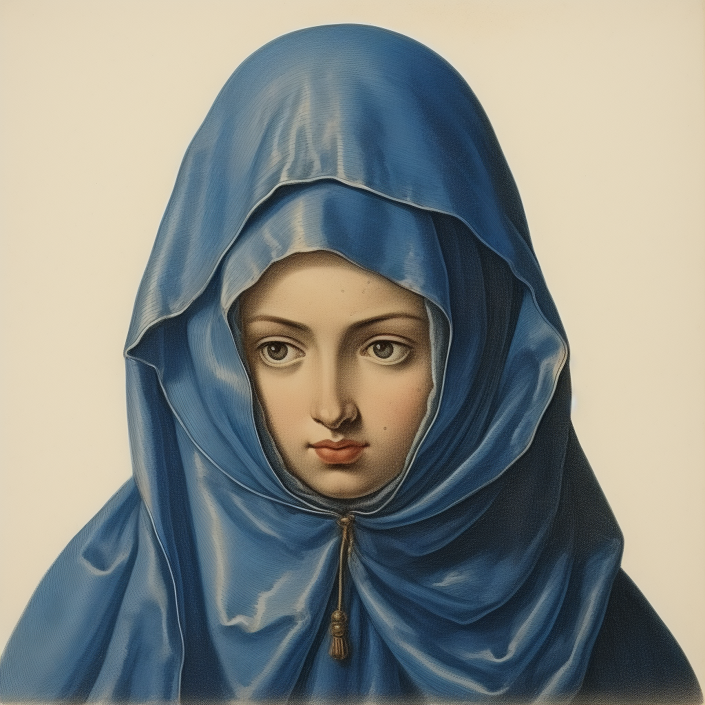 Illustration of a Hispanic person wearing a blue droplet hood