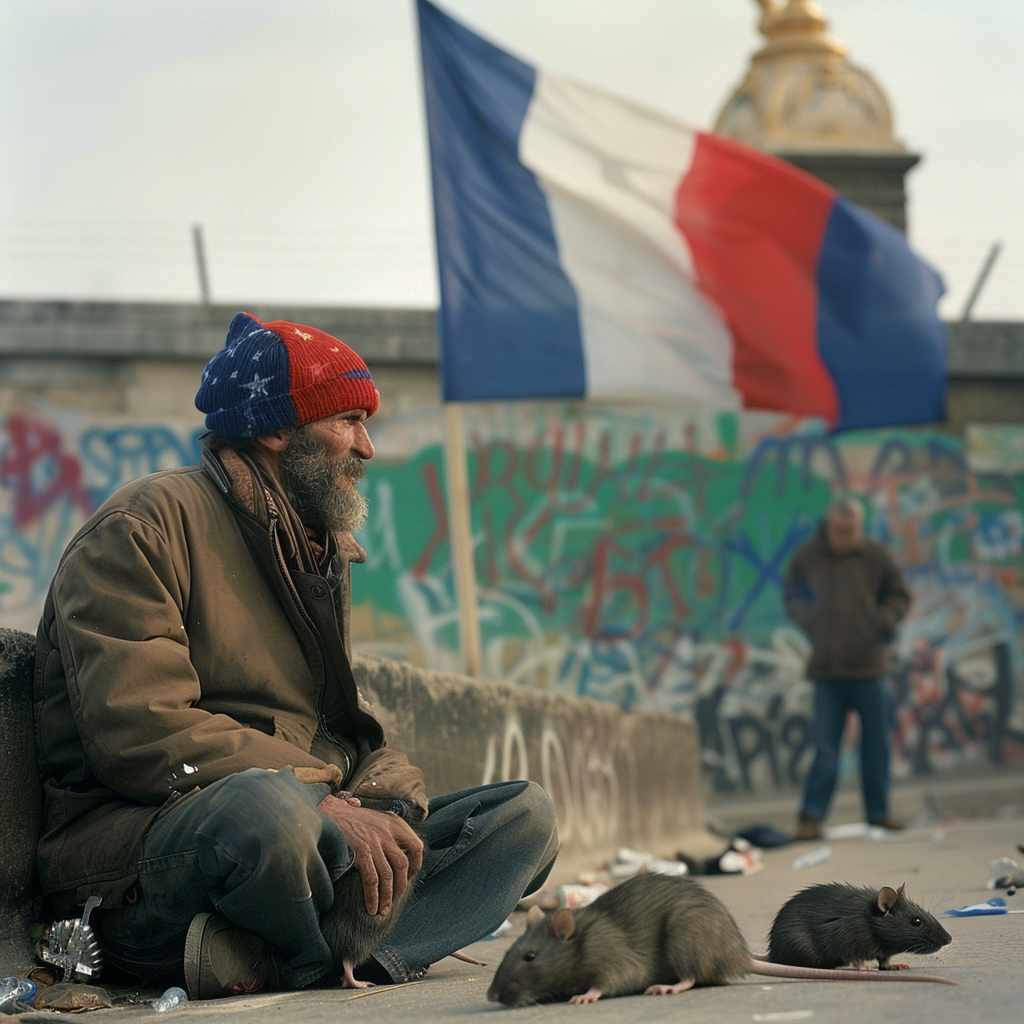 French Flag Homeless People Rats