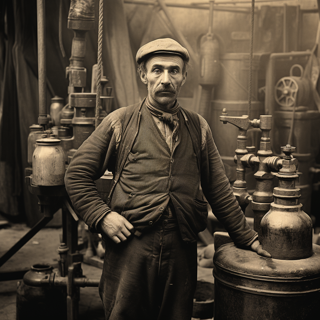 Old French Gas Worker in 19th Century