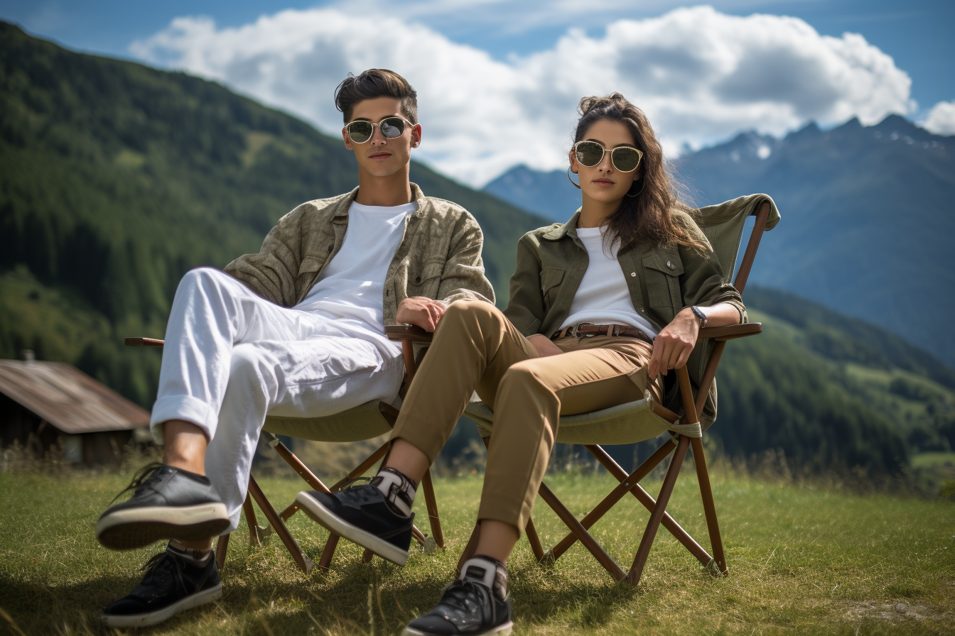 Gen-Z students posing in French Alps countryside