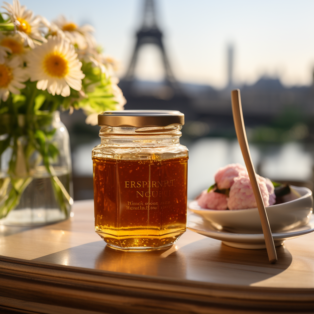 French honey in a jar