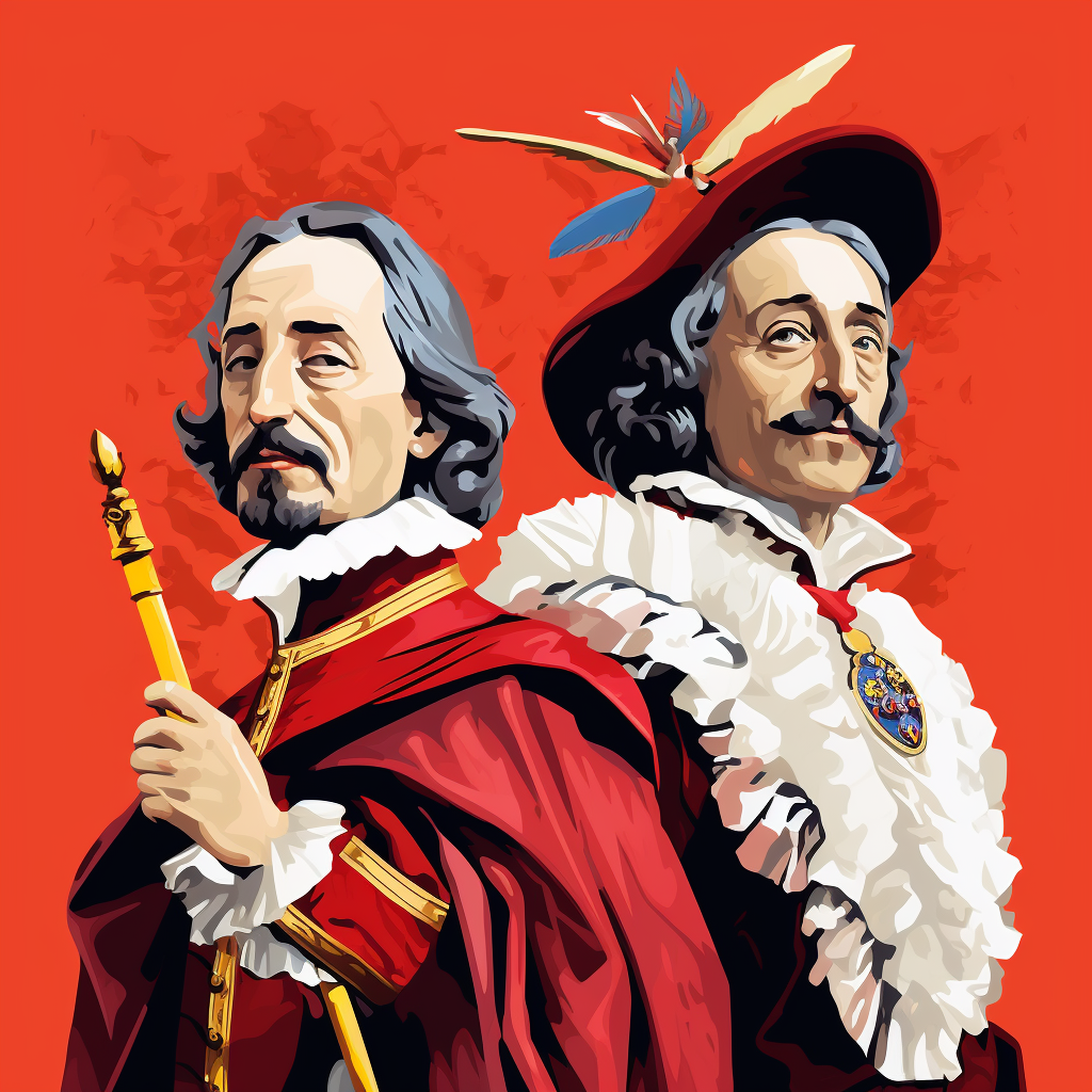 French King Louis 13 Cardinal Richelieu Illustration