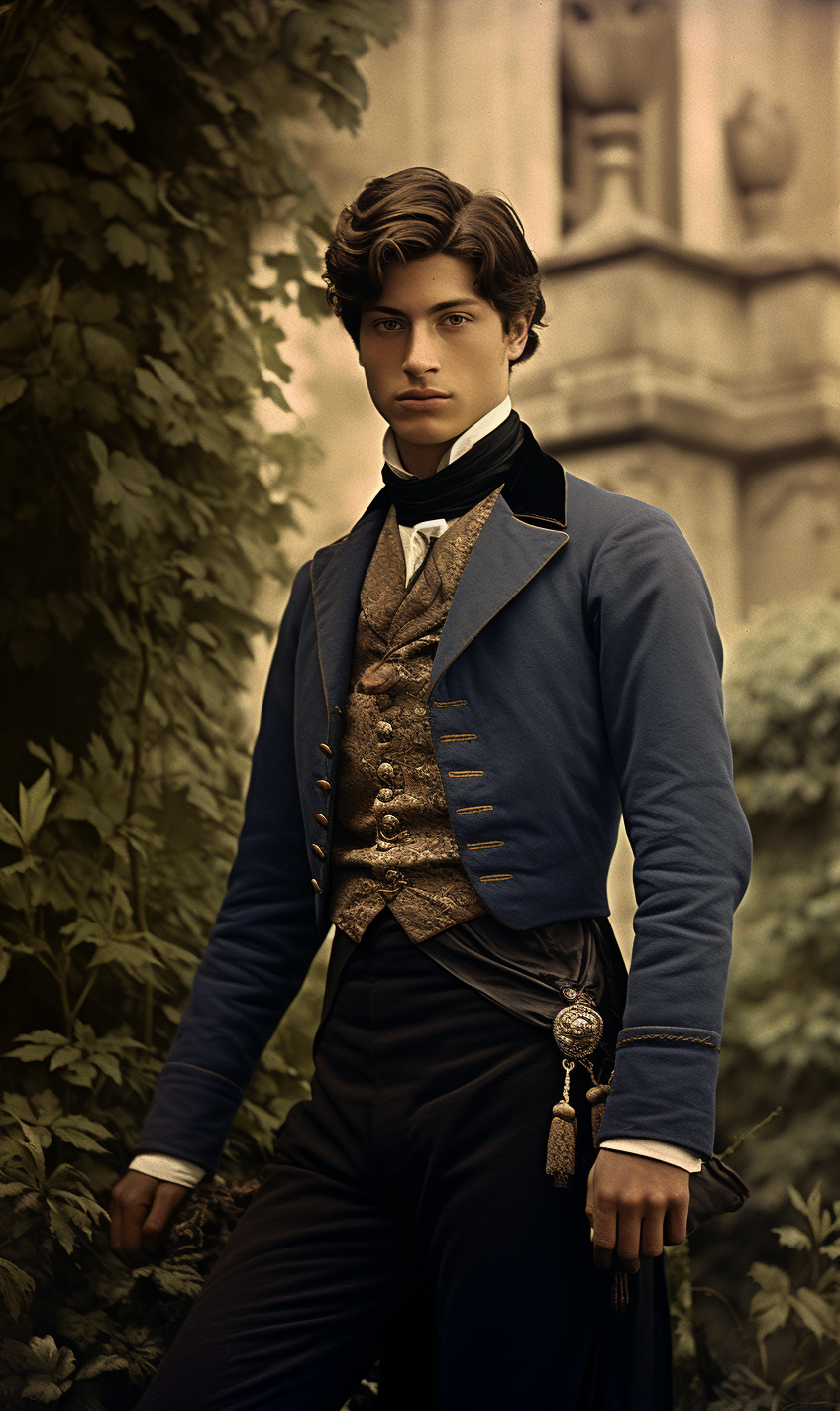 Young man dressed as French nobleman