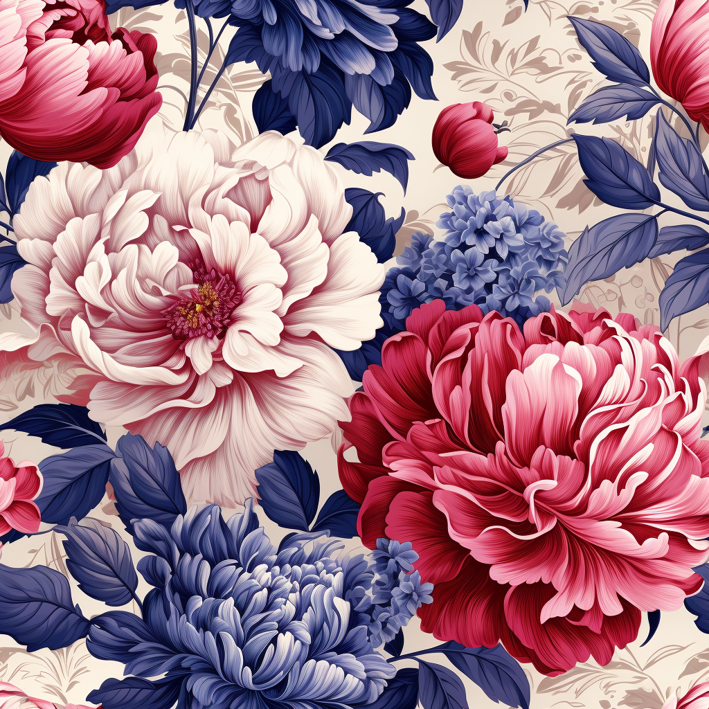 Beautiful French Peony Pattern Print